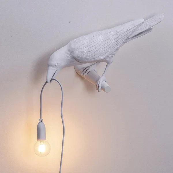 Crow Bird Wall Lamp – Resin Bedside Night Light for Bedroom & Living Room Decor