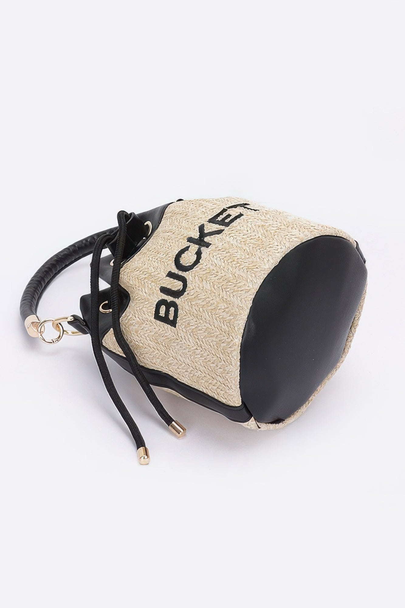 Faux Straw Bucket Bag