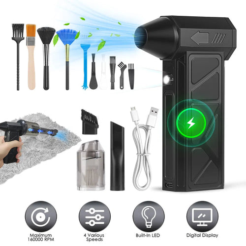 1Pc Compressed Air Duster With LED Light Vacuum Cleaner Max 160000RPM