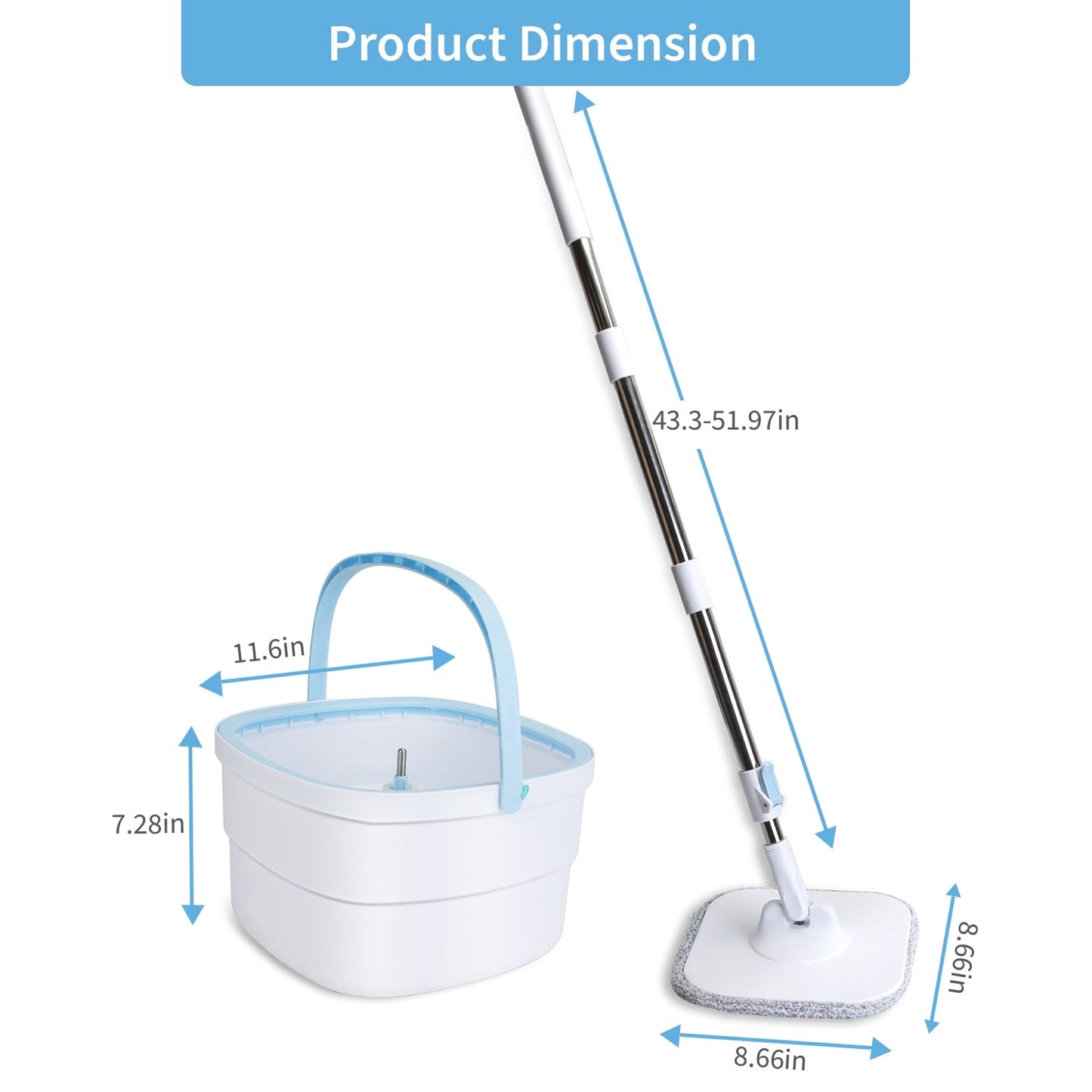 Spin Mop And Bucket With Wringer Set Flat Floor Mop With Clean And