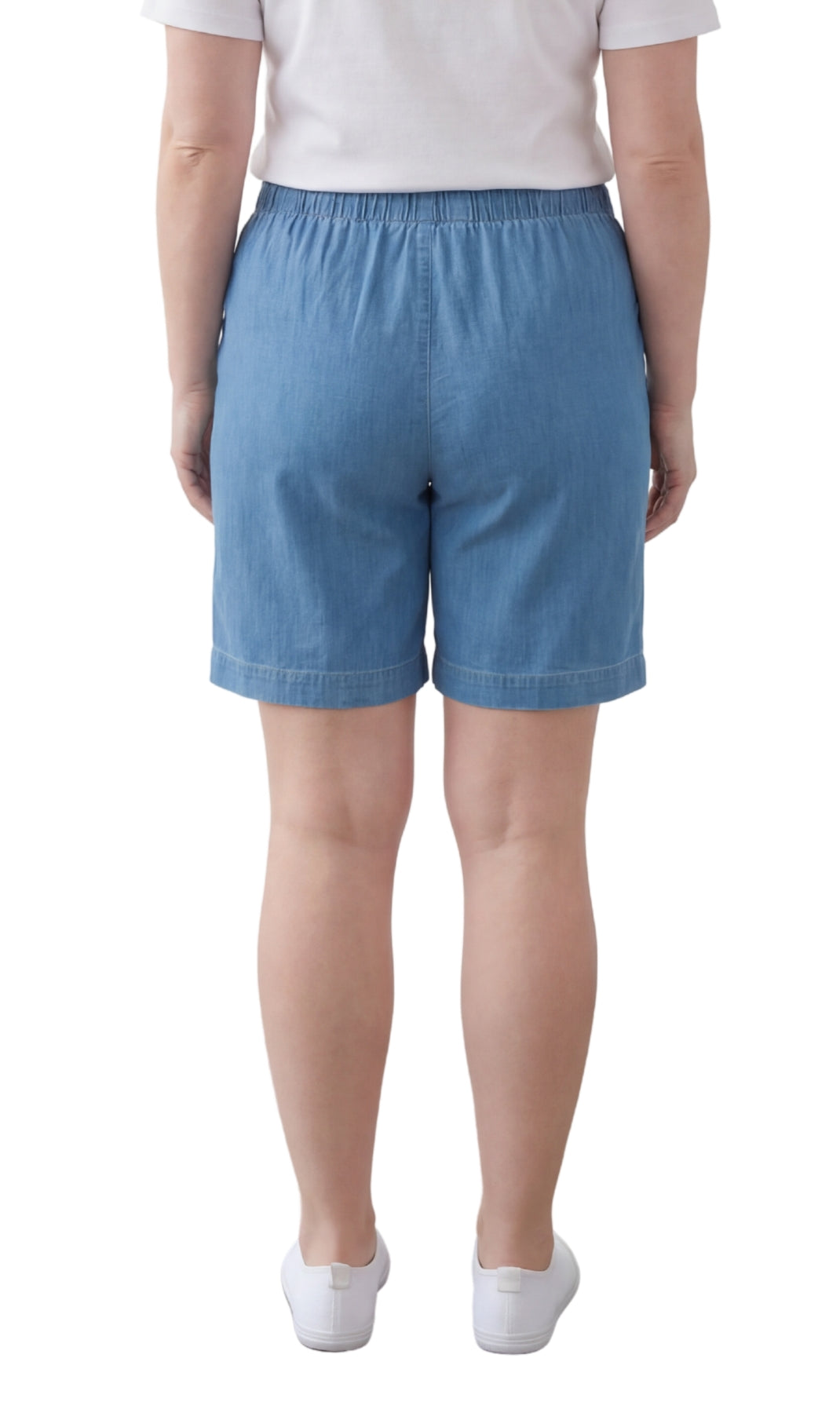 Women's Pull On Denim & Twill Shorts with stretch waist - No zipper or buttons