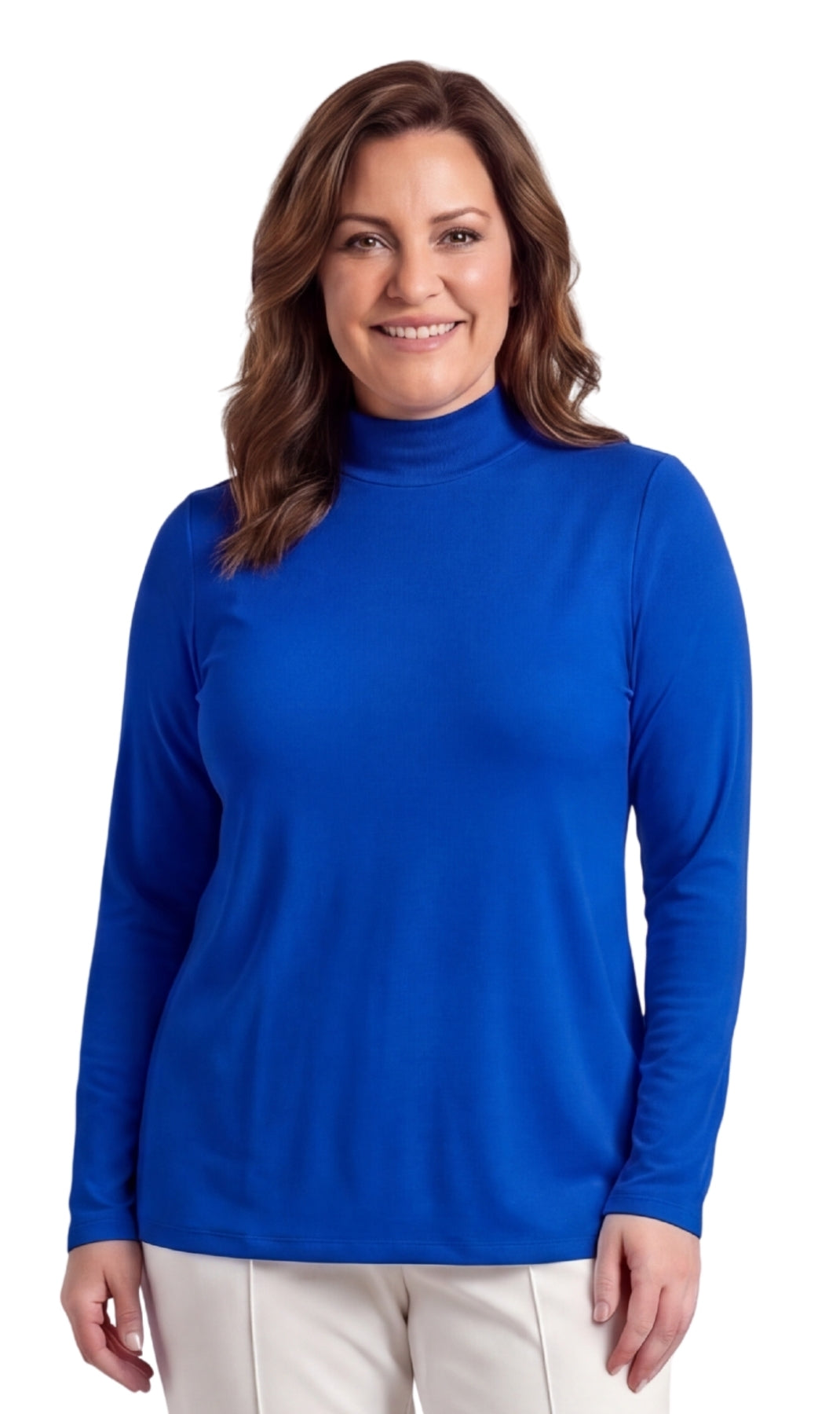 Women's Long Sleeve Cotton Blend Mock Neck Top - An All-Season Essential