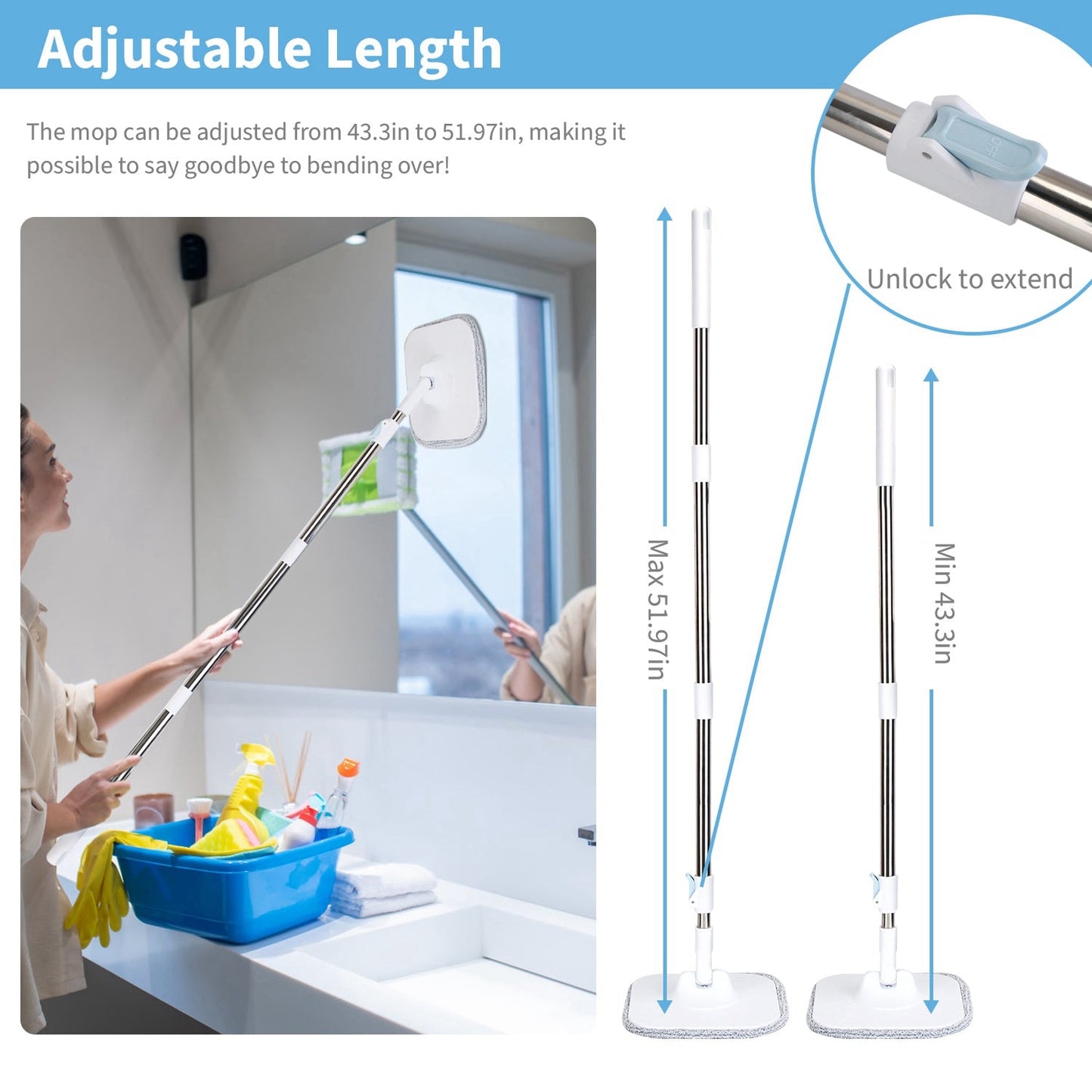 Spin Mop And Bucket With Wringer Set Flat Floor Mop With Clean And