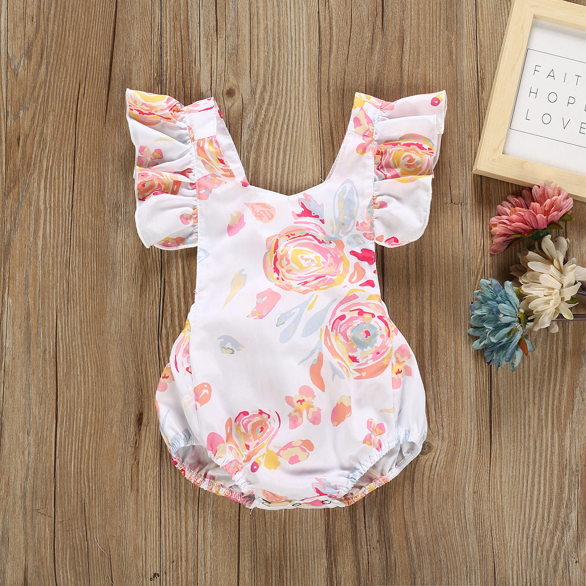 Multicolor Printed Floral One Piece Halter Romper