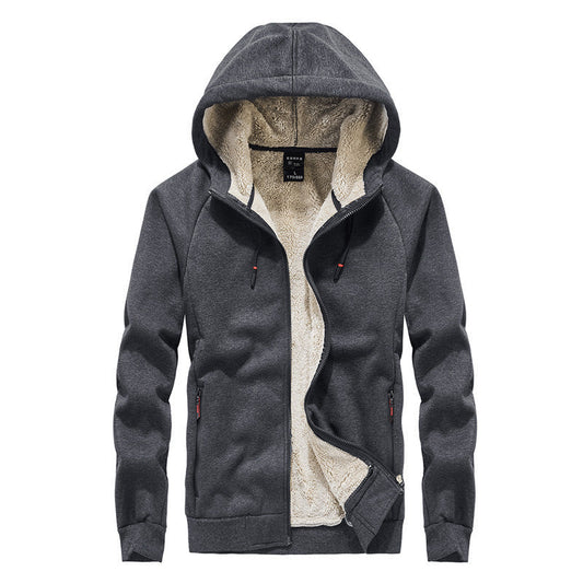 Men's New Hooded Plus Velvet Plus Size Cardigan Sweater Zipper Top