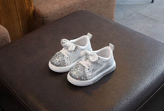 Bright Leather Sneakers Casual Shoes Sports Shoes Bow