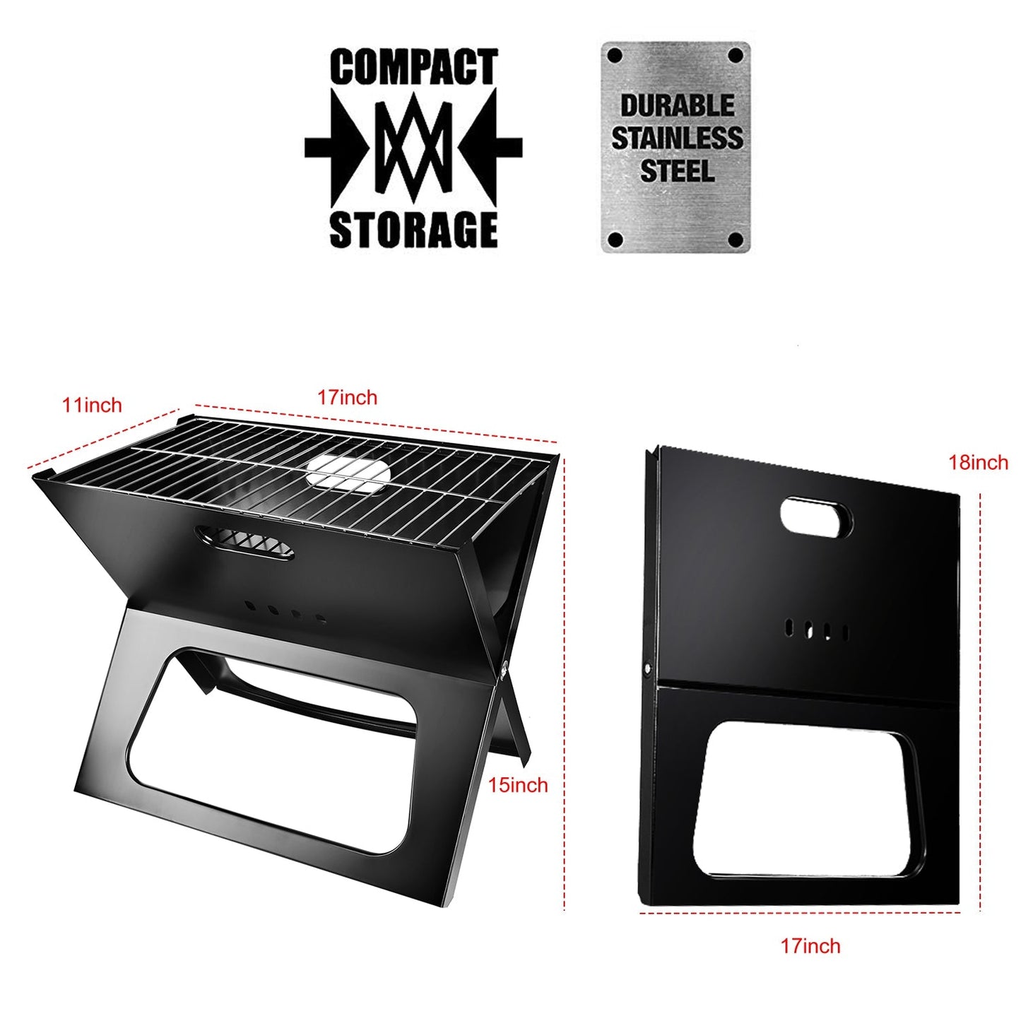 1Pc Portable BBQ Barbecue Grill Foldable Charcoal Grill Camping Garden