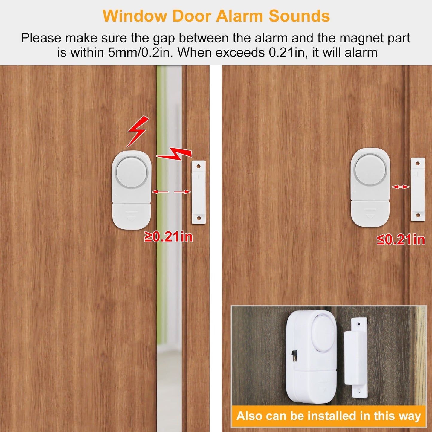 1 Set Wireless Window Door Magnet Alarms Magnetic Sensor Security