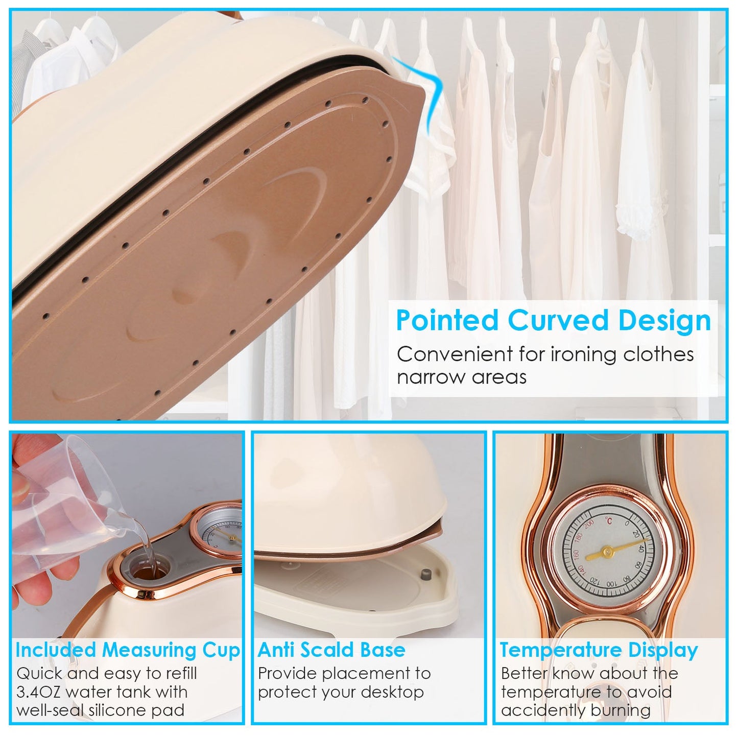 1Pc 1200W Foldable Handheld Clothes Iron Steamer With Wet Dry Ironing