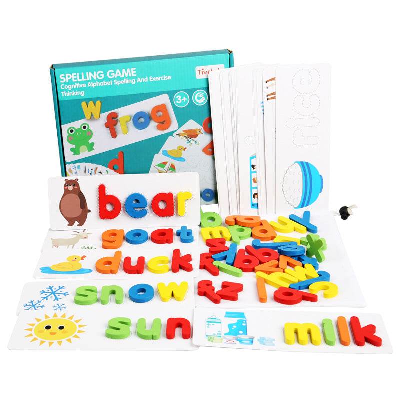 Kids Spelling Game with Wooden Letters