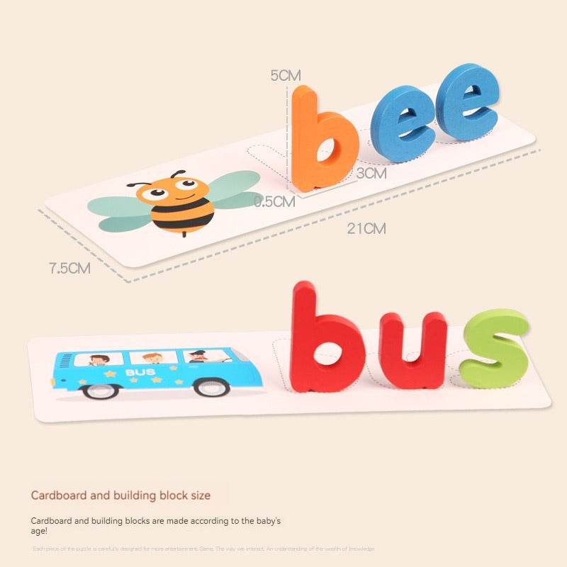 Kids Spelling Game with Wooden Letters