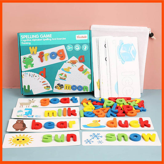 Kids Spelling Game with Wooden Letters