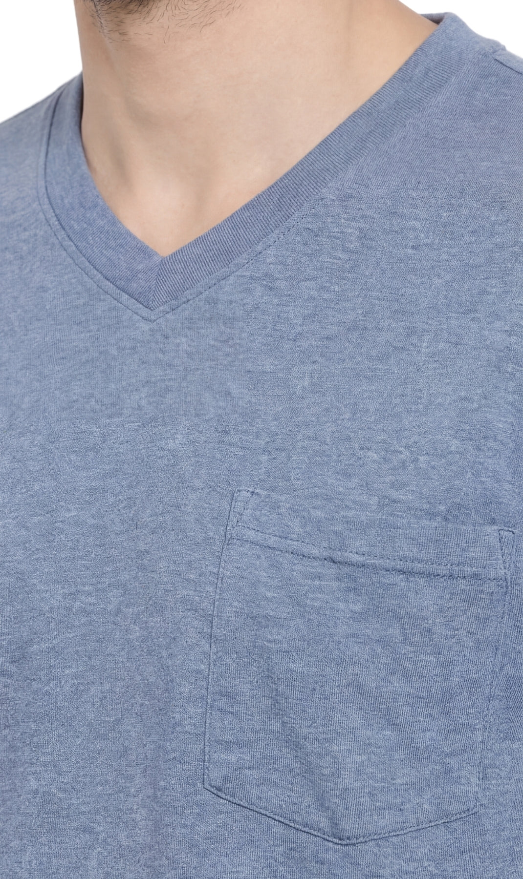 Men's Heavyweight Short Sleeve V-Neck T-Shirt – Relaxed Fit Cotton Blend with Pocket