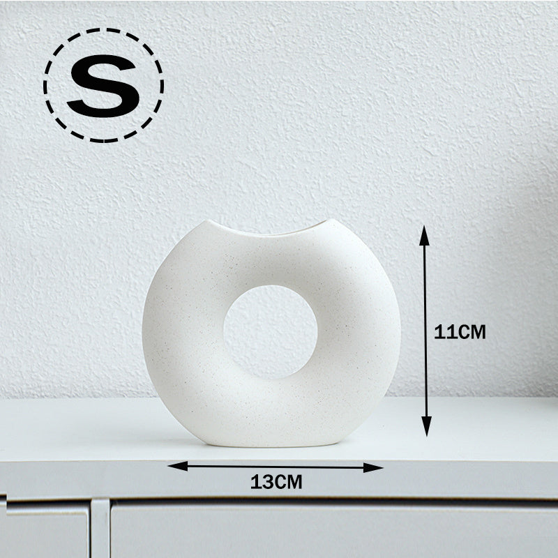 Nordic Style Simple Ceramic Vase Semicircle Creative Flower Device