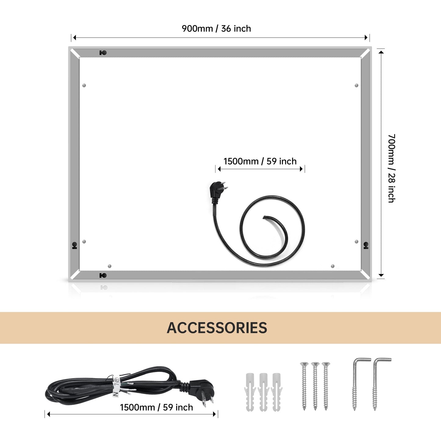 LED Bathroom Mirror With Touch Button Control