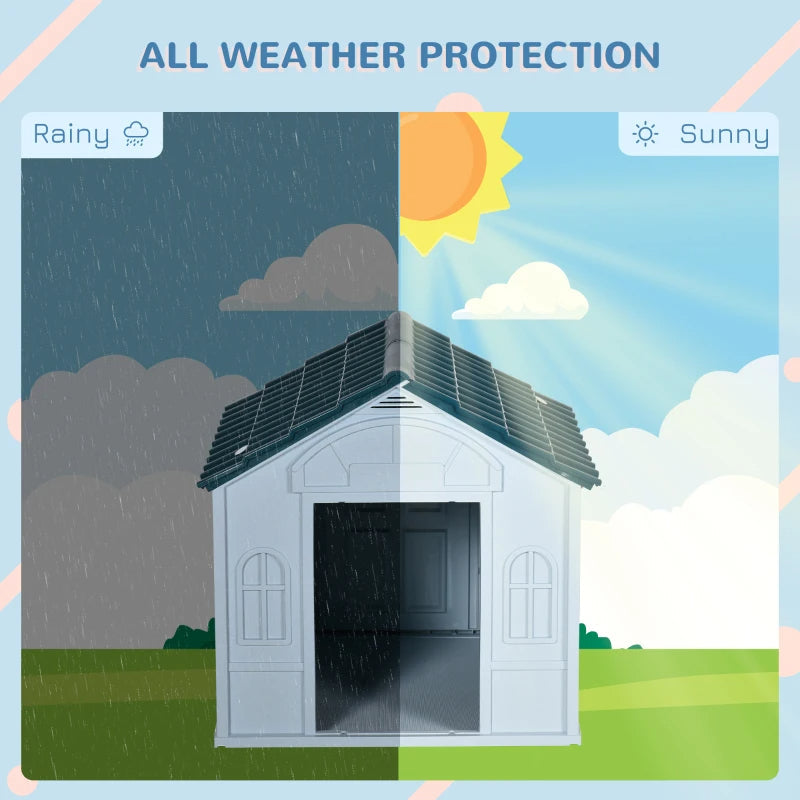 PawHut Plastic Dog House For Medium And Small Dogs, Water Resistant