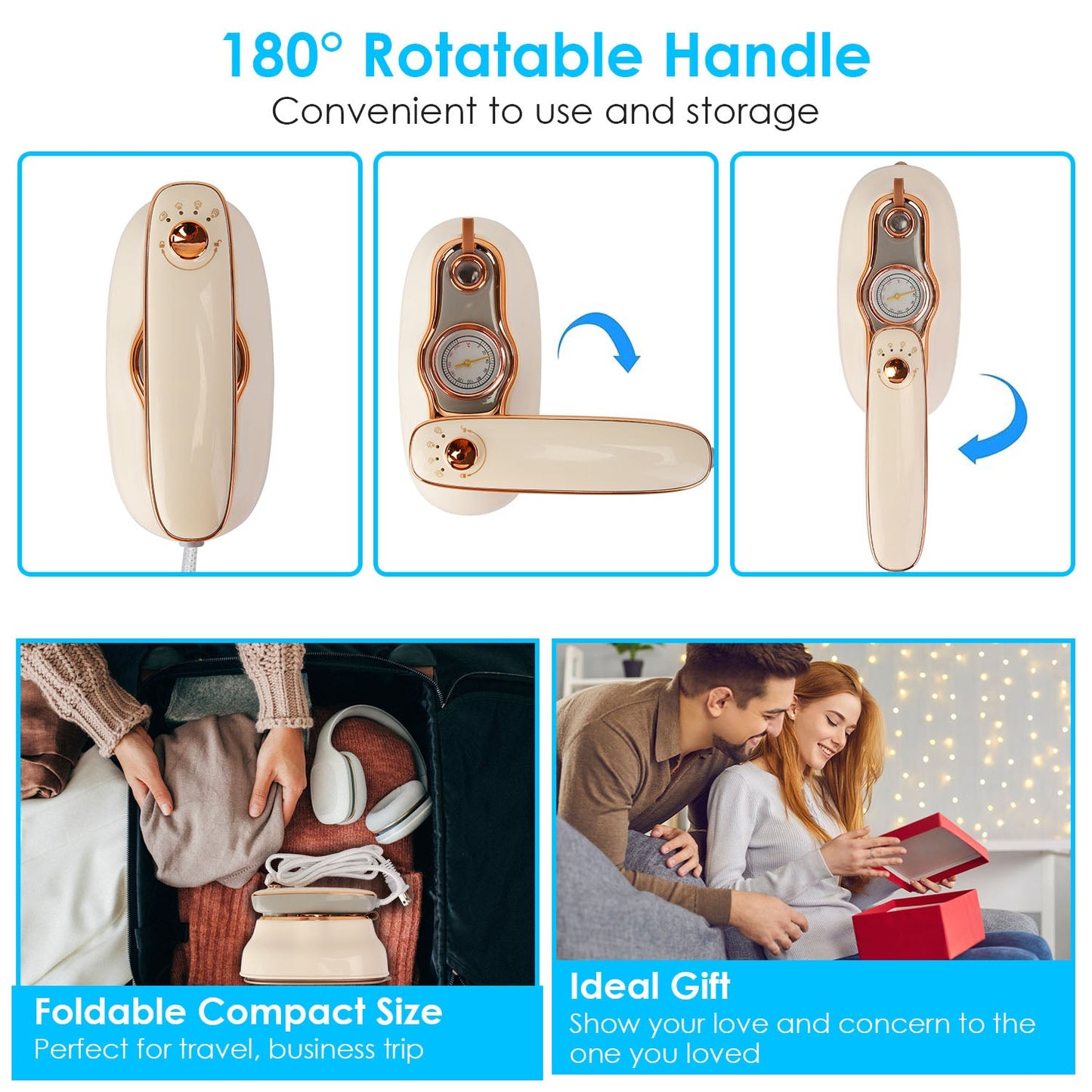 1Pc 1200W Foldable Handheld Clothes Iron Steamer With Wet Dry Ironing