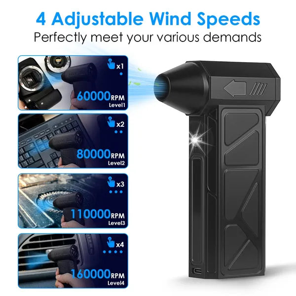 1Pc Compressed Air Duster With LED Light Vacuum Cleaner Max 160000RPM