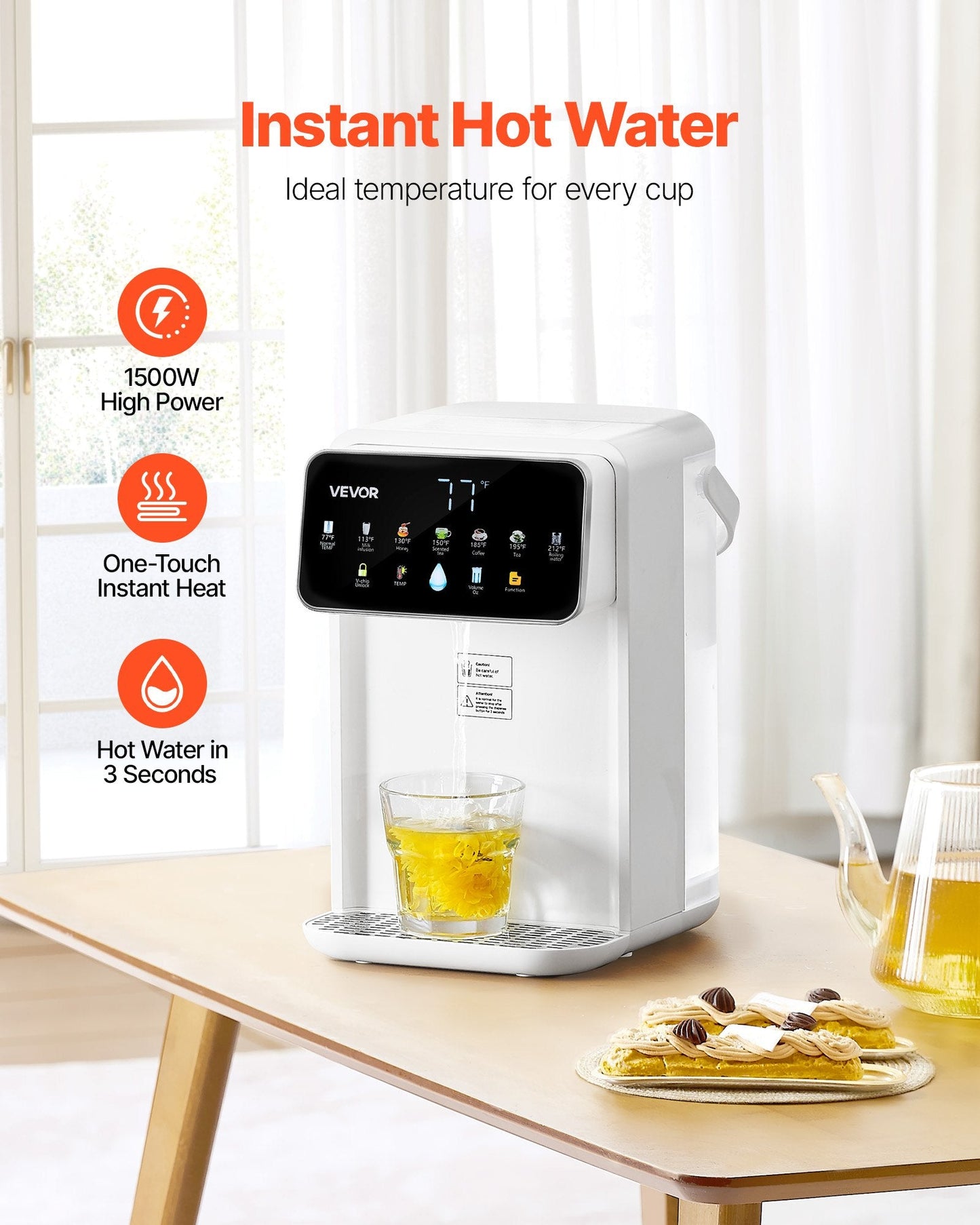 Countertop Instant Hot Water Dispenser With 7 Temps 7 Volumes 118oz