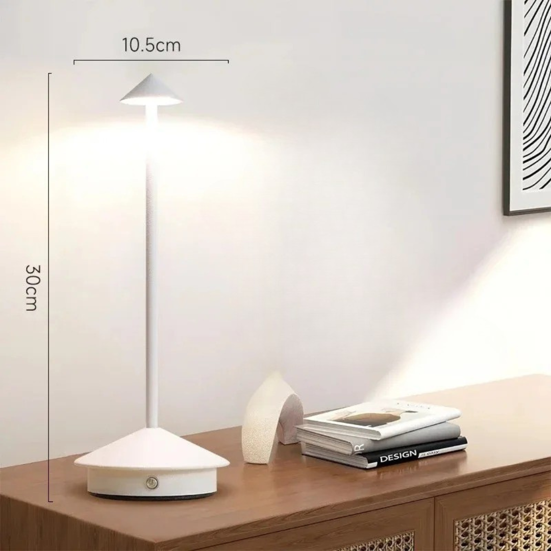 Modern Aluminium Cone LED Table Lamp Rechargeable Touch Dimmable