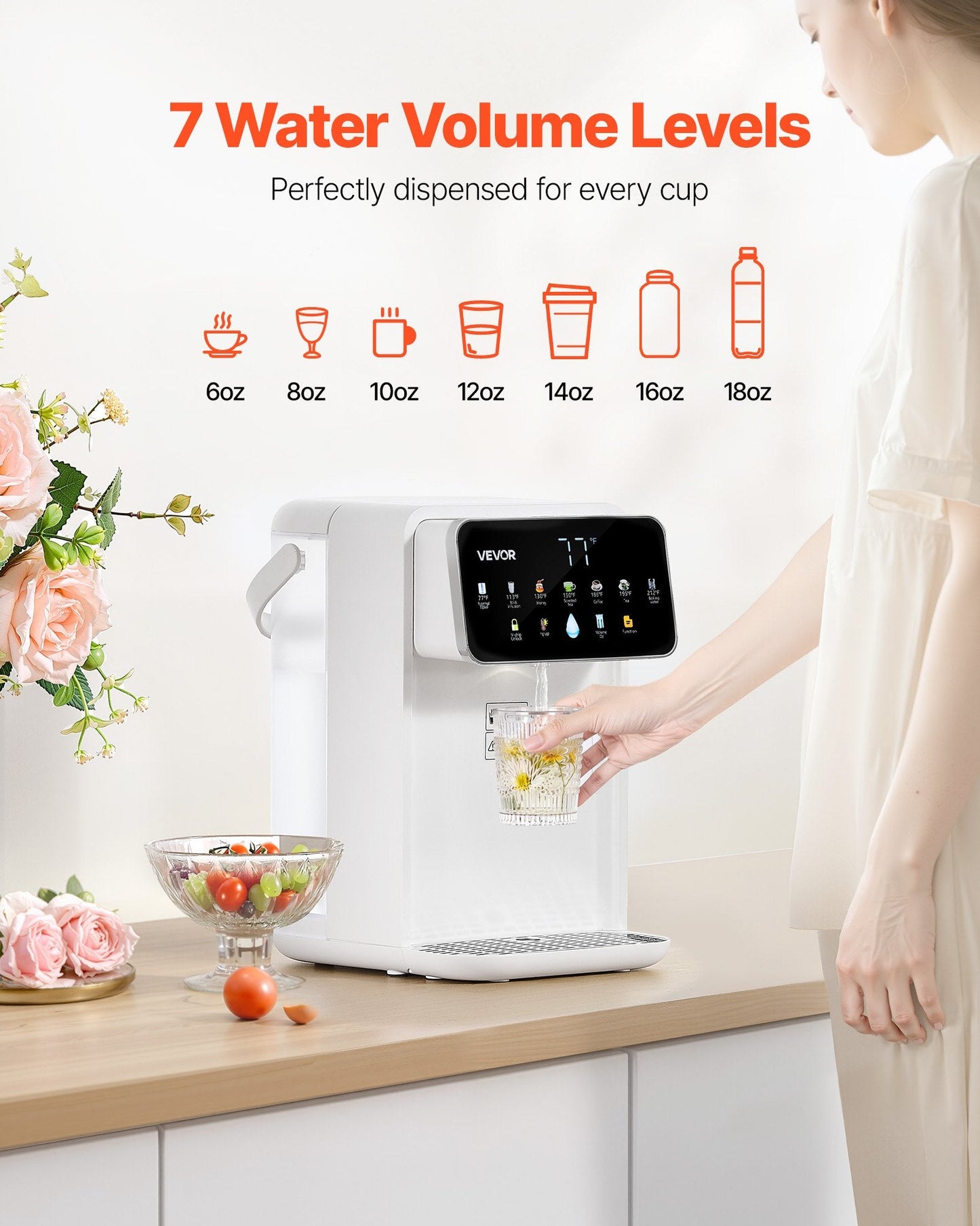 Countertop Instant Hot Water Dispenser With 7 Temps 7 Volumes 118oz