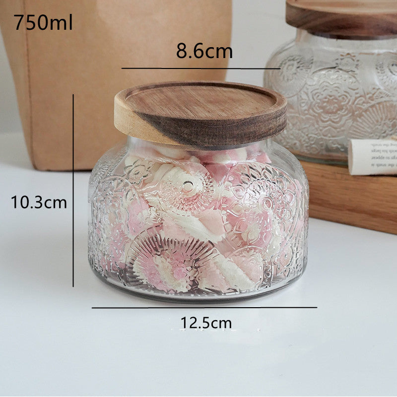 Vintage Relief Begonia Flower Glass Storage Tank