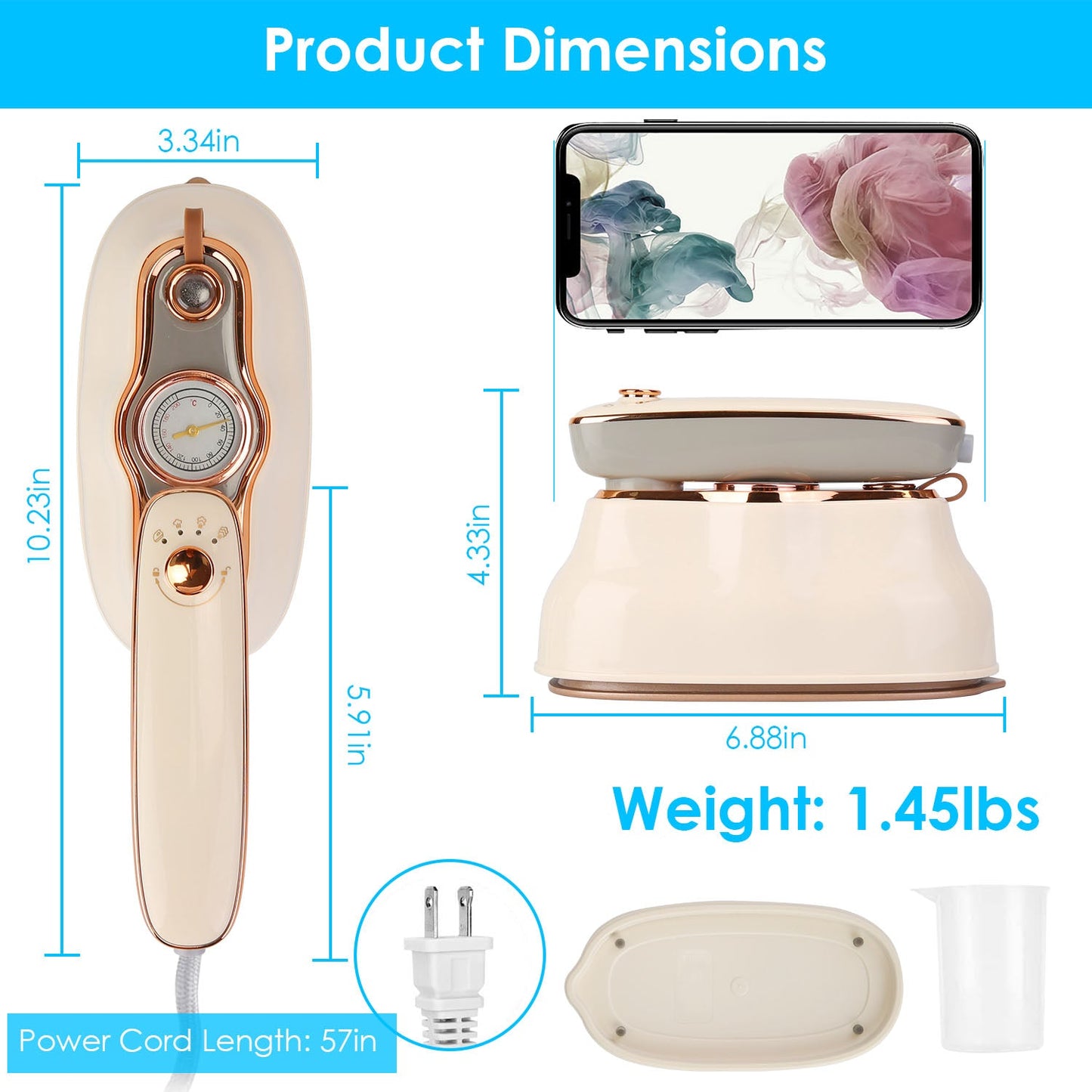 1Pc 1200W Foldable Handheld Clothes Iron Steamer With Wet Dry Ironing