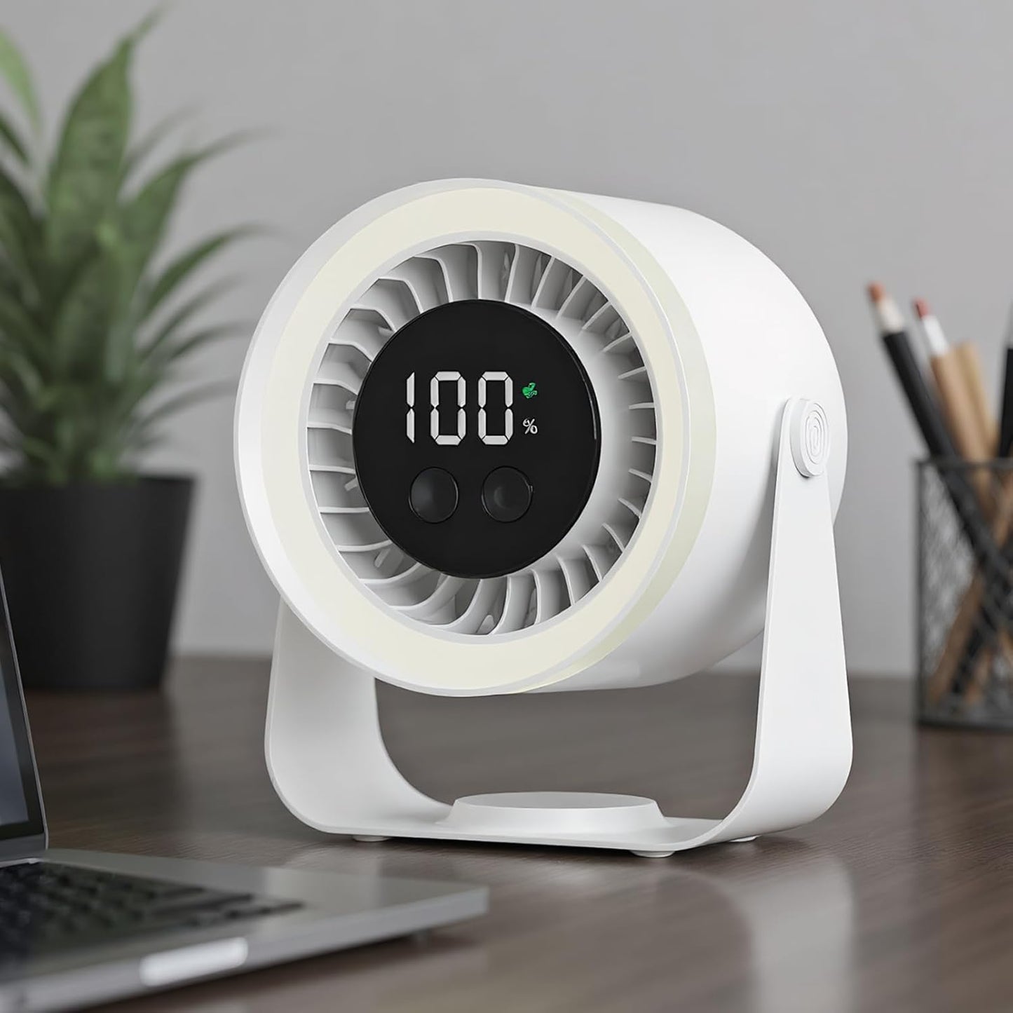 Quiet Desk Fan 10-Speed USB Rechargeable 3600mAh Portable