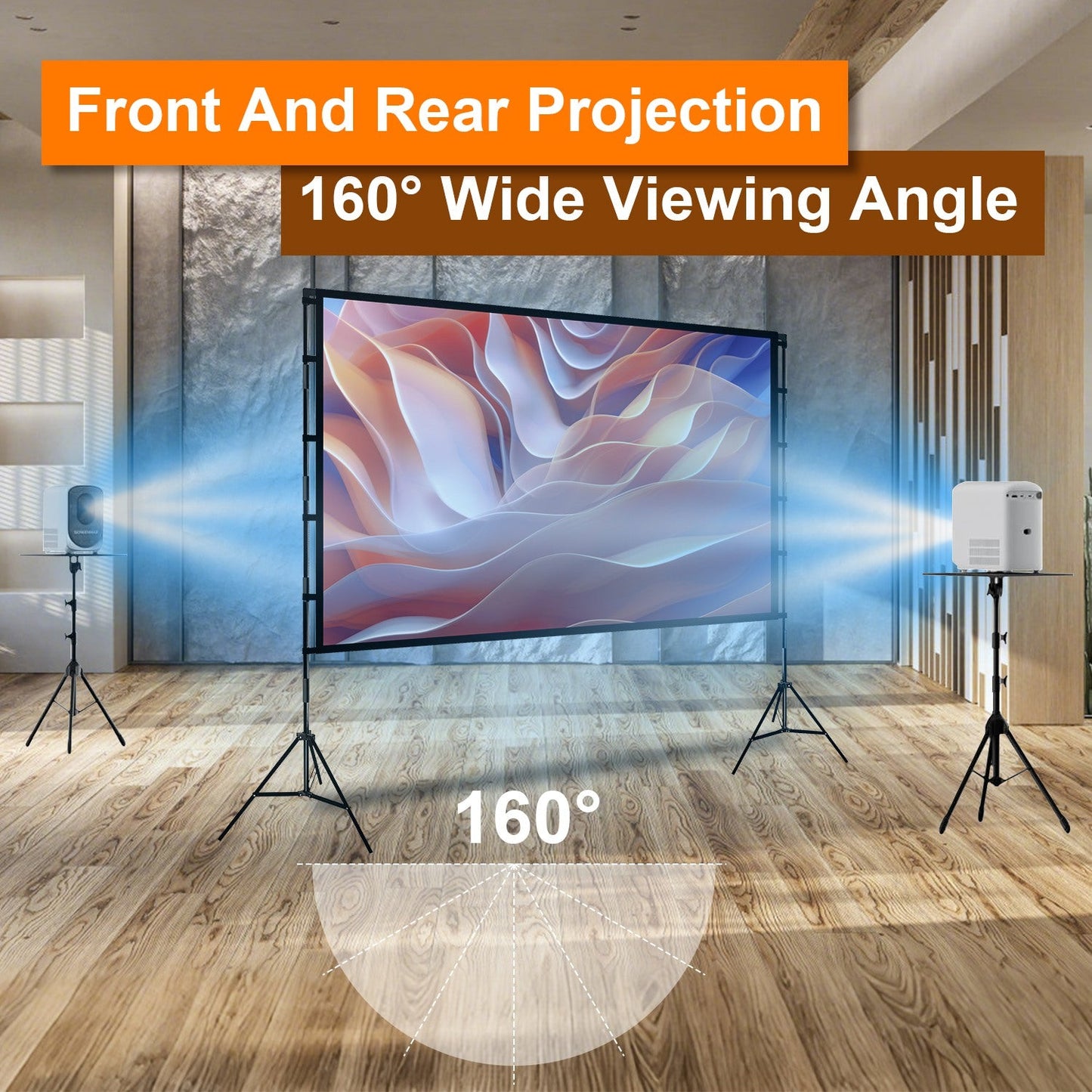 1Pc 120inch Or 100inch Projector Screen With Stand 16 9 4K HD Rear