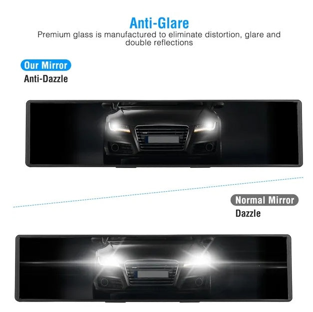 Car Rearview Mirror 11.4in Interior Clip-on Curve Convex Panoramic
