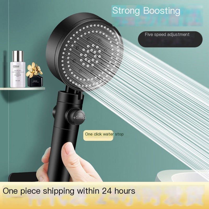 Black Multi-Function Handheld Shower Head Set