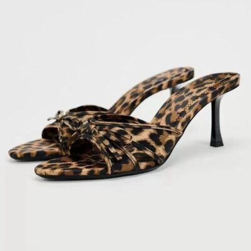 Bow Leopard Kitten Heels