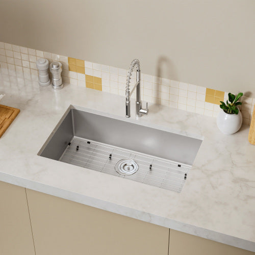 33 Inches  Kitchen Sink - Dual Mounted Undercounter Or Recessed Sink