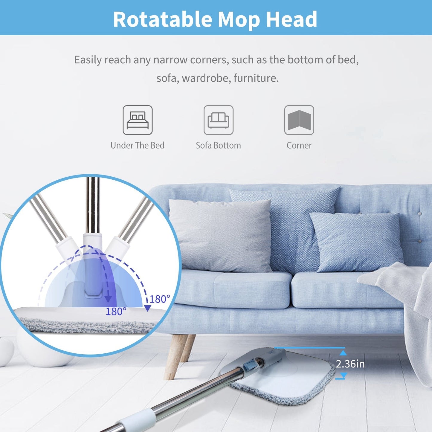 Spin Mop And Bucket With Wringer Set Flat Floor Mop With Clean And