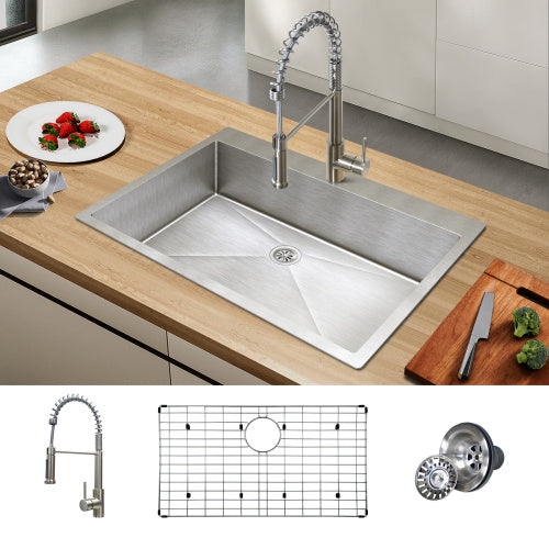33 Inches  Kitchen Sink - Dual Mounted Undercounter Or Recessed Sink