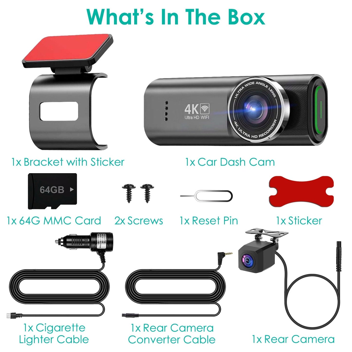 1Pc 4K 1080P Car Dash Cam 2.4GHz WiFi Car Camera Mini Driving Recorder