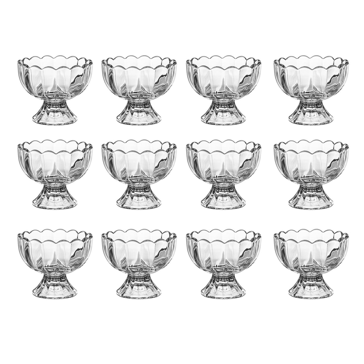 Aurfedes 12 Pack Glass Dessert Bowls - 6 Oz Heavy Base Glass Ice Cream Cups Dessert Bowls for Dessert Ice Cream Cocktail Condiment