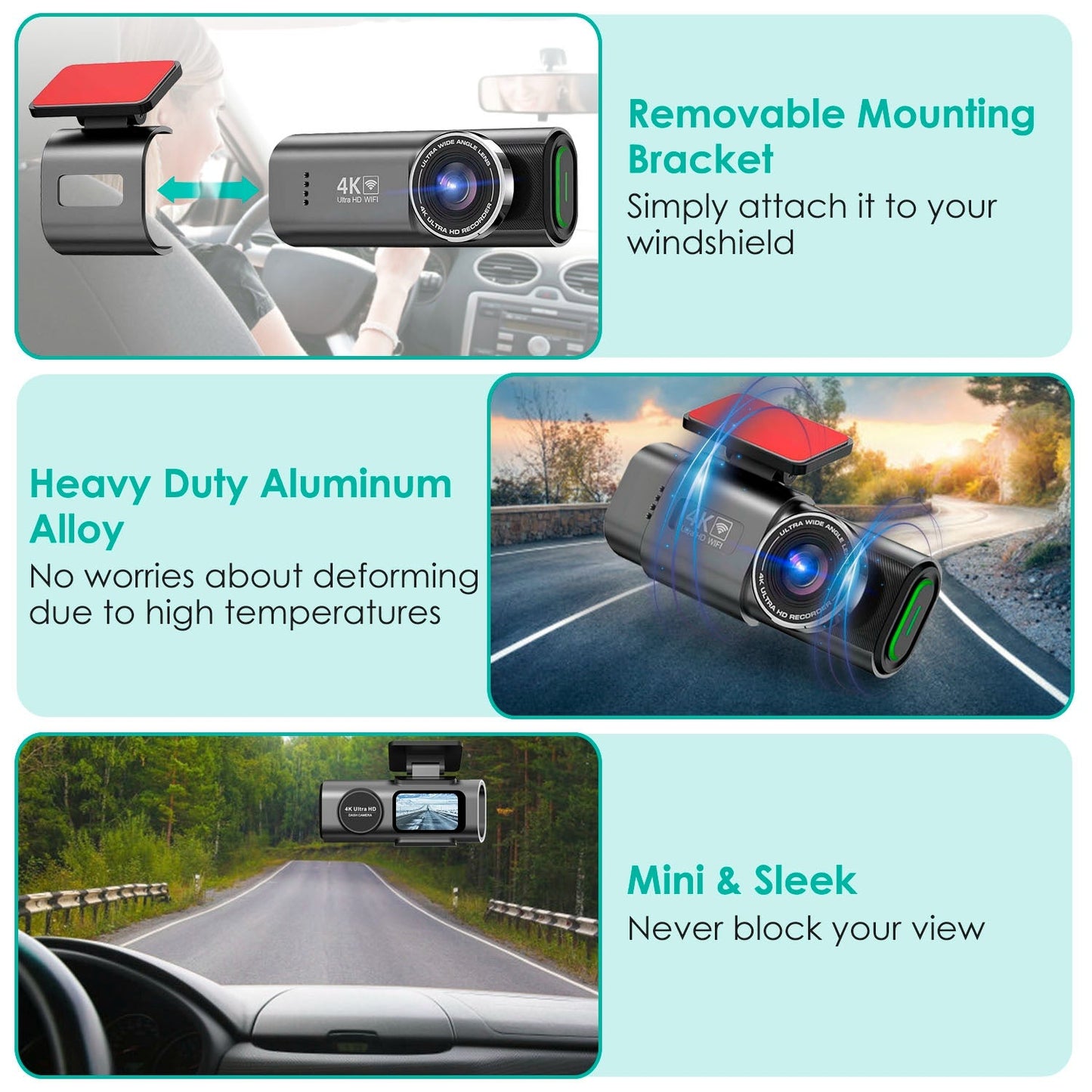 1Pc 4K 1080P Car Dash Cam 2.4GHz WiFi Car Camera Mini Driving Recorder