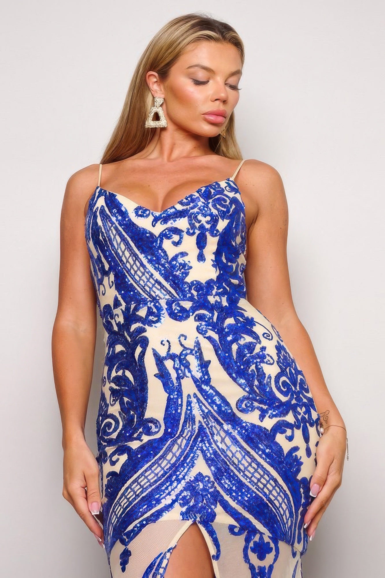 Art Deco Sequins Maxi Dress