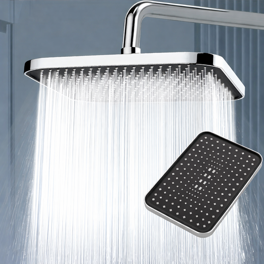 14" High Pressure Rain Shower Head Top Spray 360° Swivel Water Saving Flow