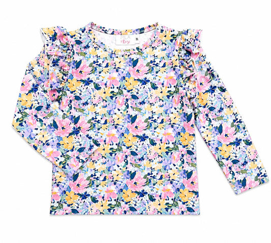 Fall Floral L/S Ruffle Tee