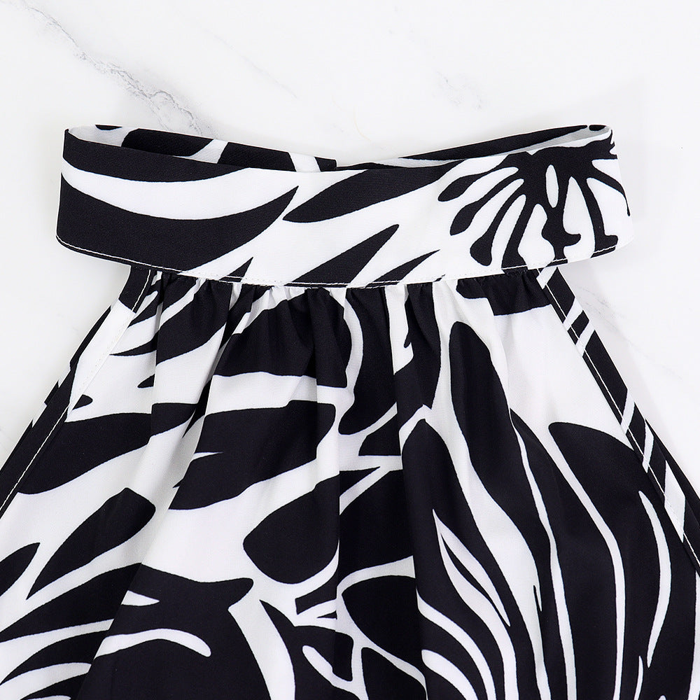 Sleeveless Elegant Maxi Dress Printed High Slit