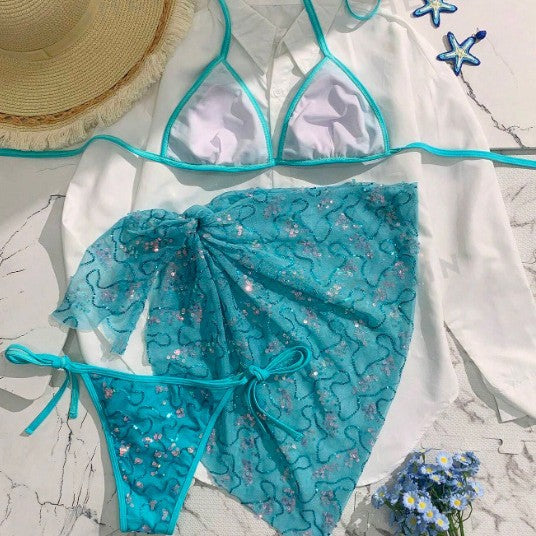 Halter Holiday Beach Three Piece Bikini Swimsuit