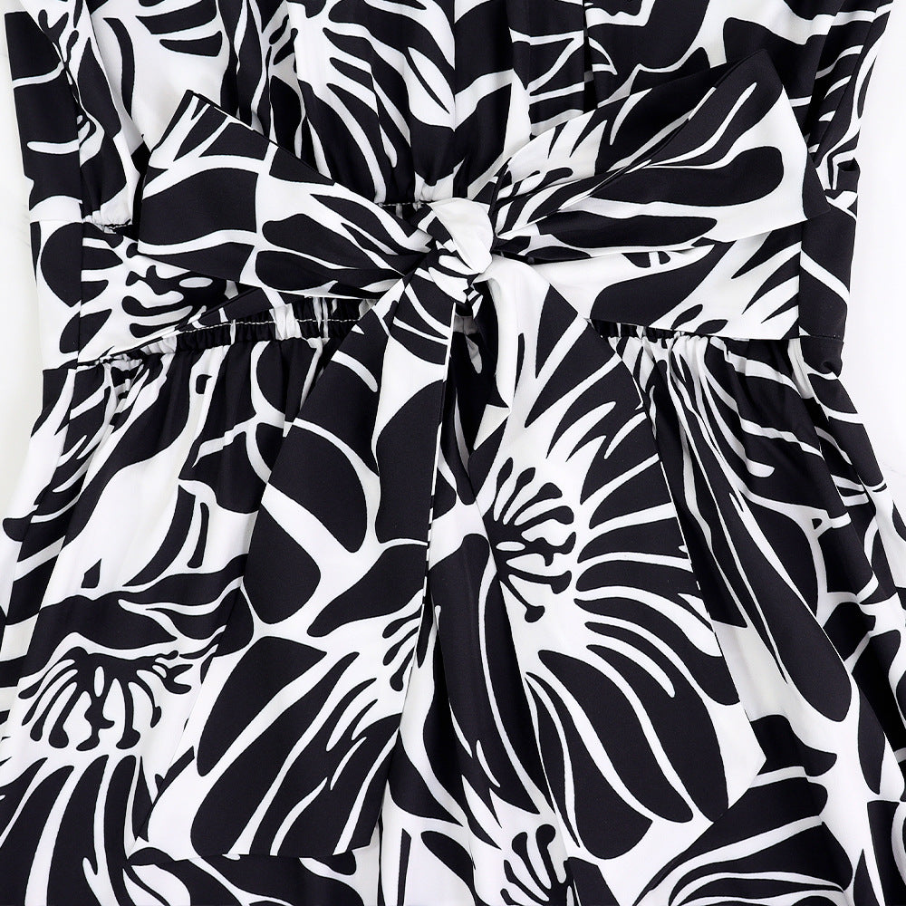 Sleeveless Elegant Maxi Dress Printed High Slit