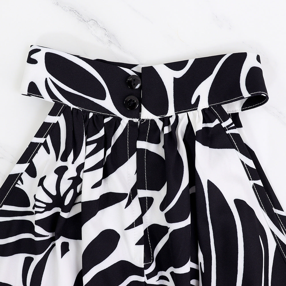 Sleeveless Elegant Maxi Dress Printed High Slit