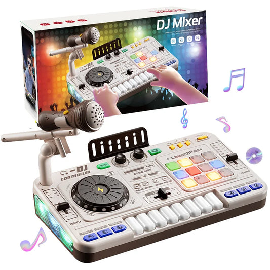 Kids DJ Mixer Music Toy with Microphone Educational Musical Playset