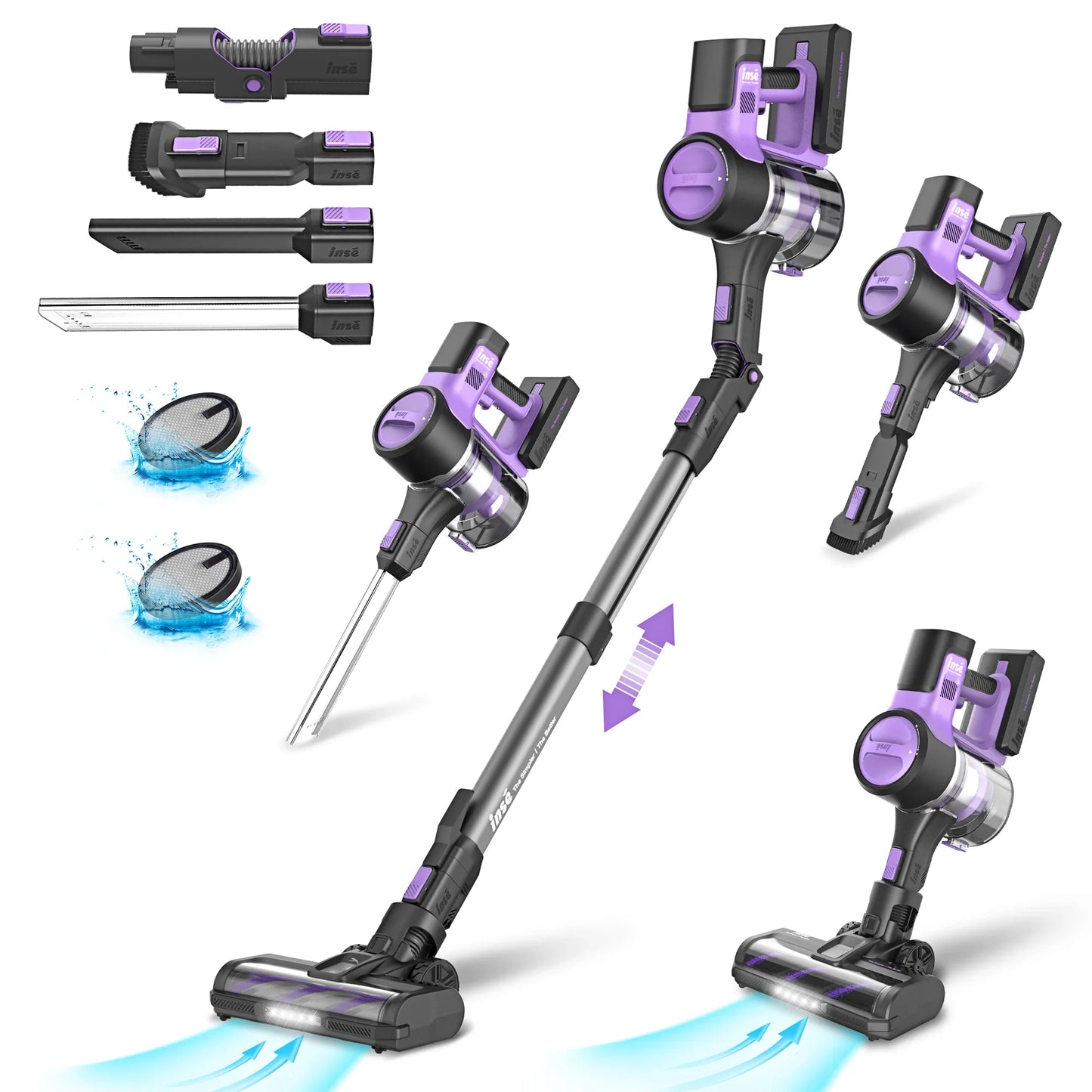 6 in 1 Cordless Stick Vacuum Cleaner 45KPa Powerful Suction 50 Min Runtime