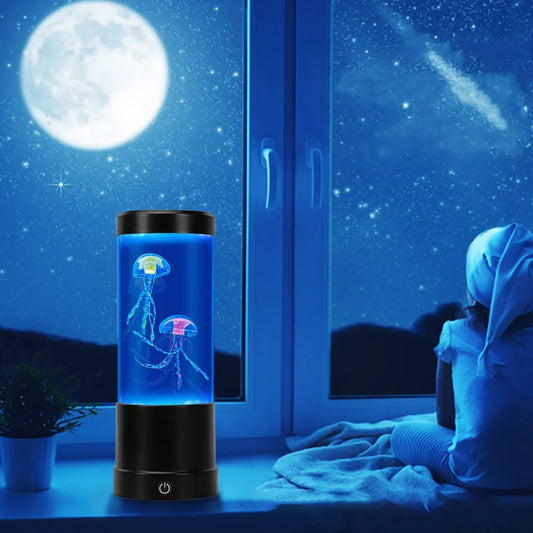 Jellyfish LED Lamp Color Changing Remote Aquarium Night Light Home Decor 8 Colors