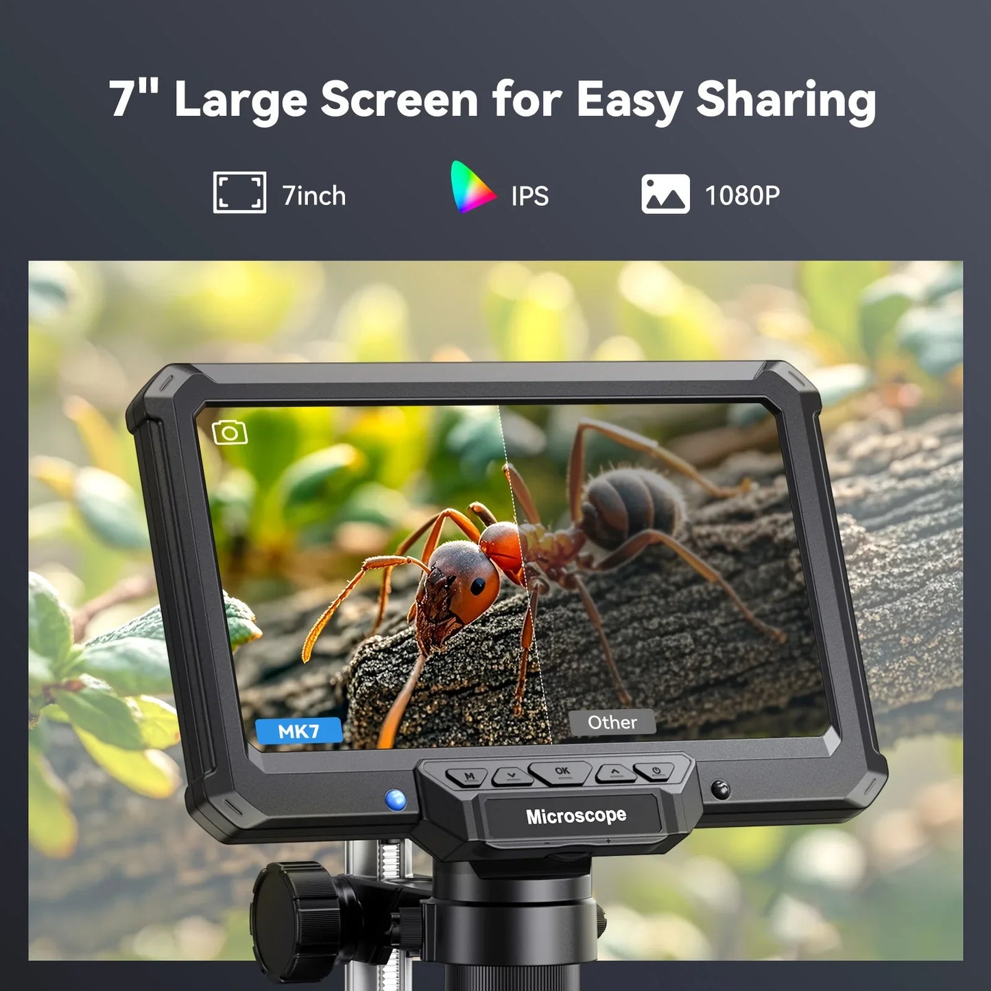 7 Inch Digital Microscope 1200X 16MP Coin PCB Soldering Repair Camera