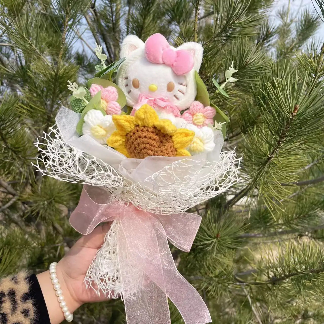 Cartoon My Melody Kuromi Cinnamoroll Kt Cat Plush Doll Creative Flower Bouquet Valentine Christmas Graduation Birthday Gift